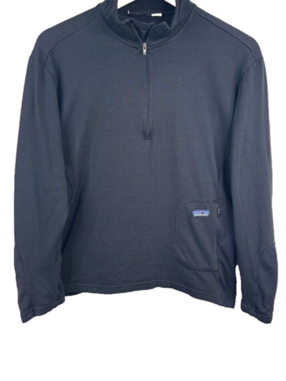 VTG Patagonia R1 Regulator Grid Fleece Quarter Zip Pullover Women L Black Waffle